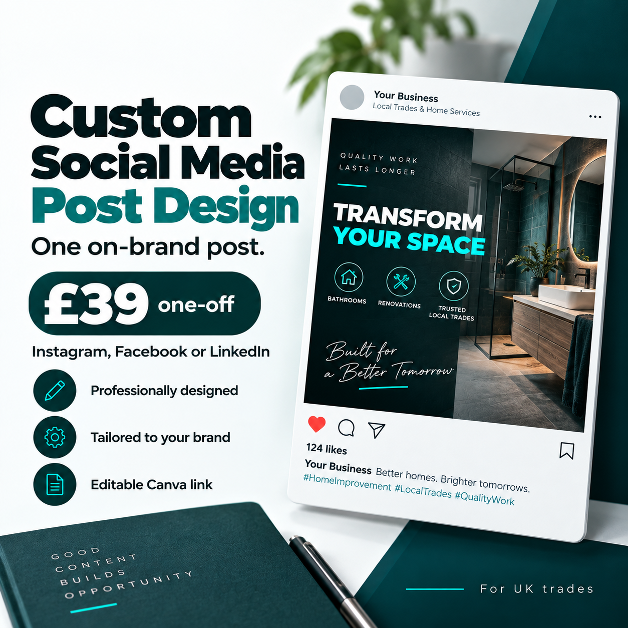 Social Media marketing for builders product image Custom social media post design
