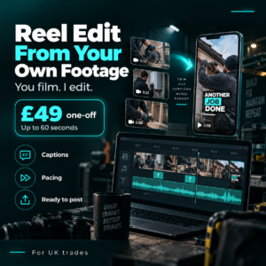 Social Media marketing for builders product image reel edit from your own footage